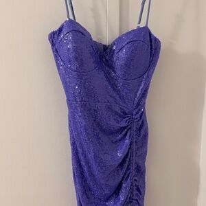Fashion Nova Strapless Purple Sequin Dress